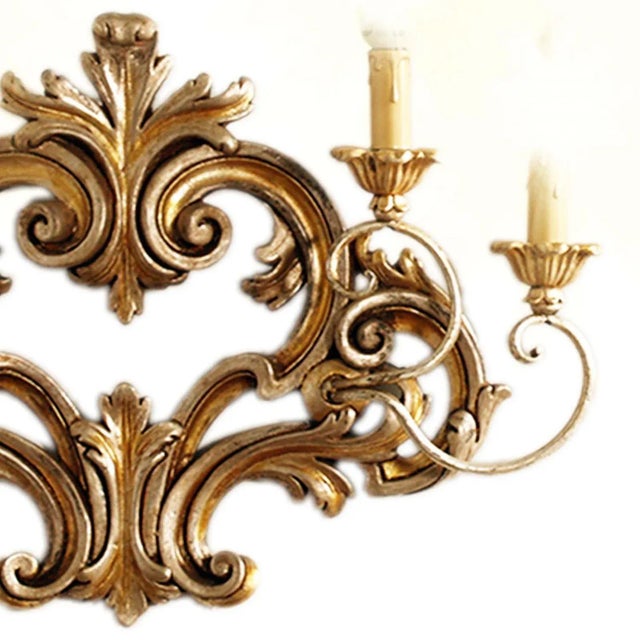 Carved and Gilded Wood Ornamental Sconces from Testolini & Salviati, 1890s, Set of 2 For Sale - Image 6 of 7