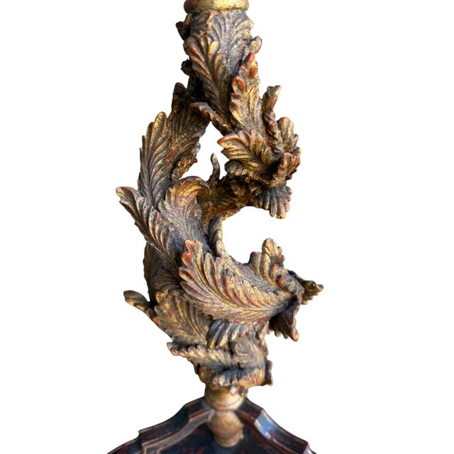 2010s Table Lamp Twisted Ancanthus Leaves With Frederick Cooper Lamp Shade For Sale - Image 5 of 10