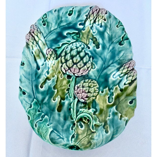 Antique French Lunéville Majolica Asparagus & Artichoke Platter by Keller & Guérin For Sale - Image 15 of 15
