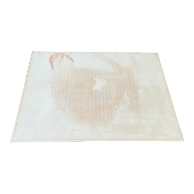 1902 Auguste Rodin "Nu" Color Lithograph - Signed Robert Kulicke Float Frame, Franz Bader Provenance For Sale