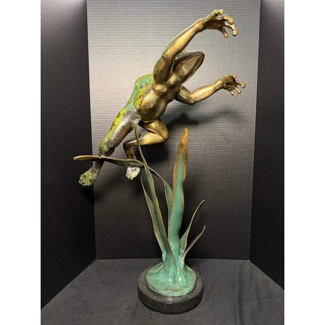 Realism 1980s Rare Limited Edition 034/300 G. Mancini "Leap of Faith" Bronze Frog Sculpture For Sale - Image 3 of 10