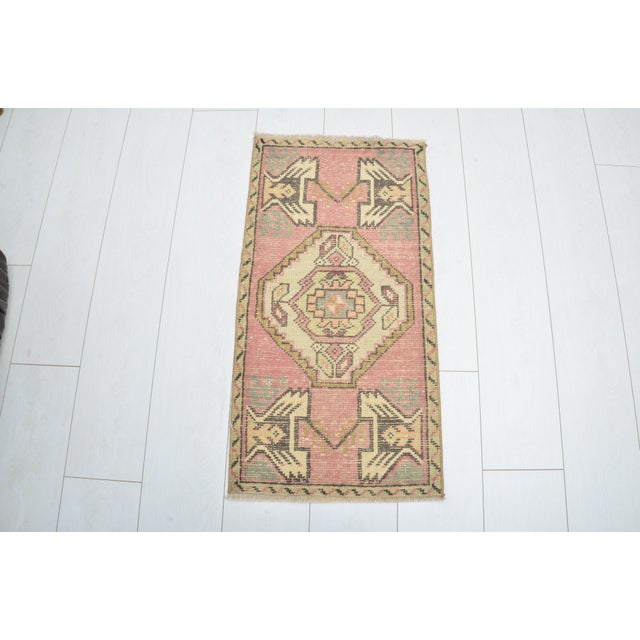 Small Vintage Anatolian Door Mat Rug For Sale - Image 4 of 5