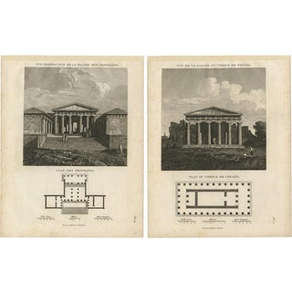 Tardieu, Set of Two Ancient Greek Architecture Prints, Athens, 1825, Engraving For Sale