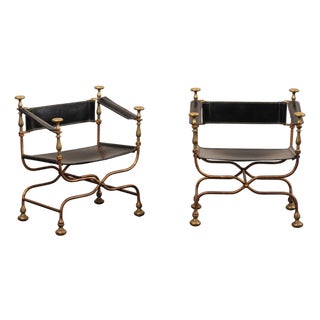 Mid 20th Century Curule Savonarola Chairs from Italy - A Pair For Sale