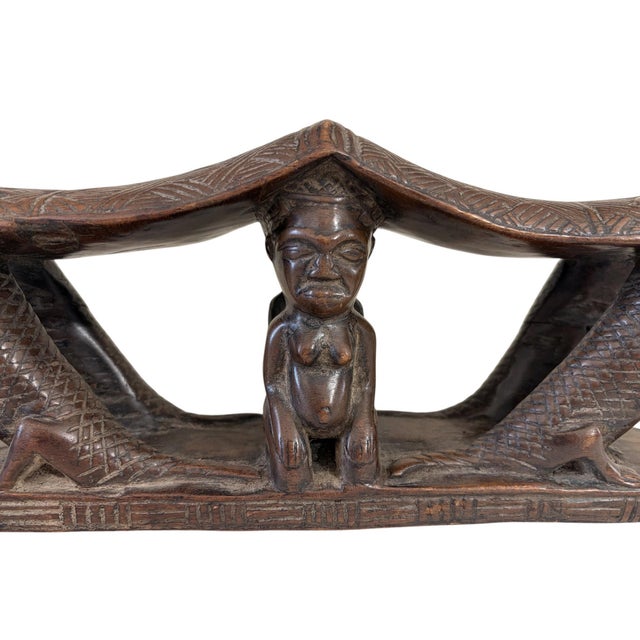 Rare Find Vintage Chokwe Double Headrest Congo 15" For Sale In New York - Image 6 of 8