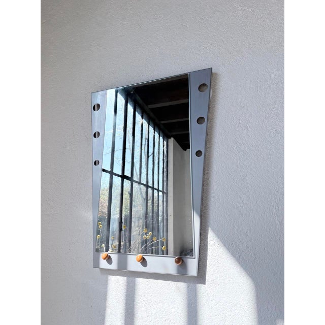 Vintage Mirrors in Chrome and Wood, 1980s, Set of 2 For Sale - Image 11 of 18