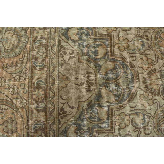 Pink Tabriz Rug 9’4” X 12’8” Pink Wool Vintage Distressed Hand-Knotted Carpet For Sale - Image 8 of 15
