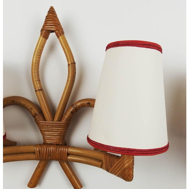 Vintage Rattan Wall Lights, 1950s, Set of 2 For Sale - Image 9 of 11
