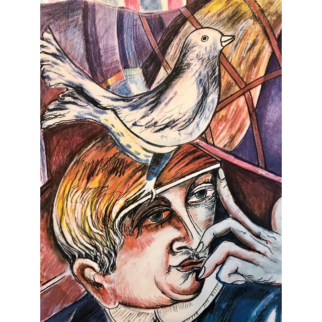 1980s Shaoul Smira, 1980's Large Modernist Israeli Film Noir Figures Lithograph Neo-Expressionism For Sale - Image 5 of 7