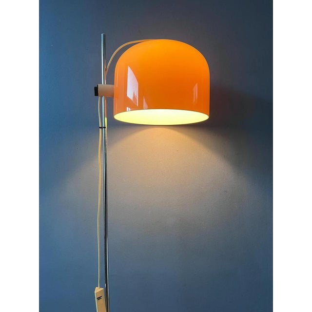 Space Age Floor Lamp with Chrome Base and Orange Shade from Guzzini For Sale - Image 5 of 13