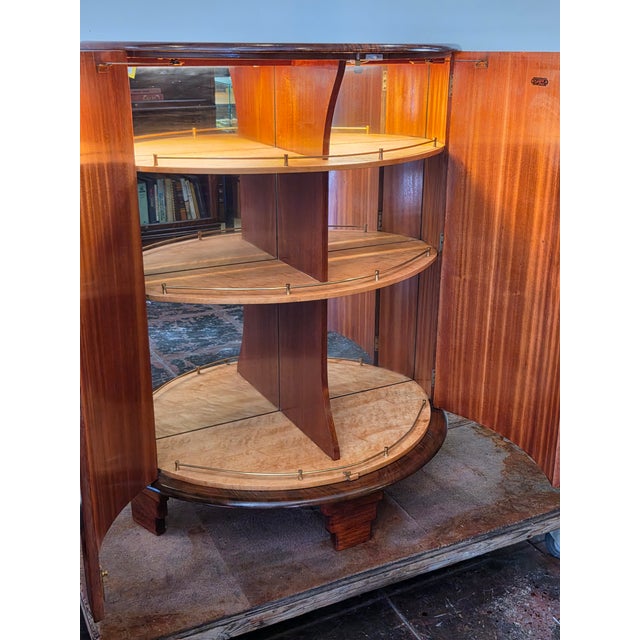 1930s Art Deco Cocktail Bar Cabinet Burl Walnut Birdseye Maple Interior Turnidge Company For Sale - Image 12 of 15