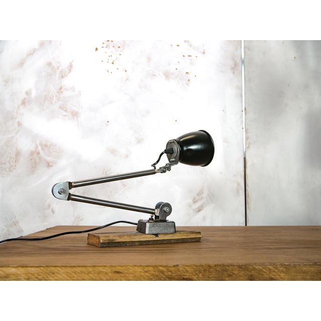Industrial Polished 2-Arm Workshop Desk Light from EDL England, 1950s For Sale - Image 11 of 12