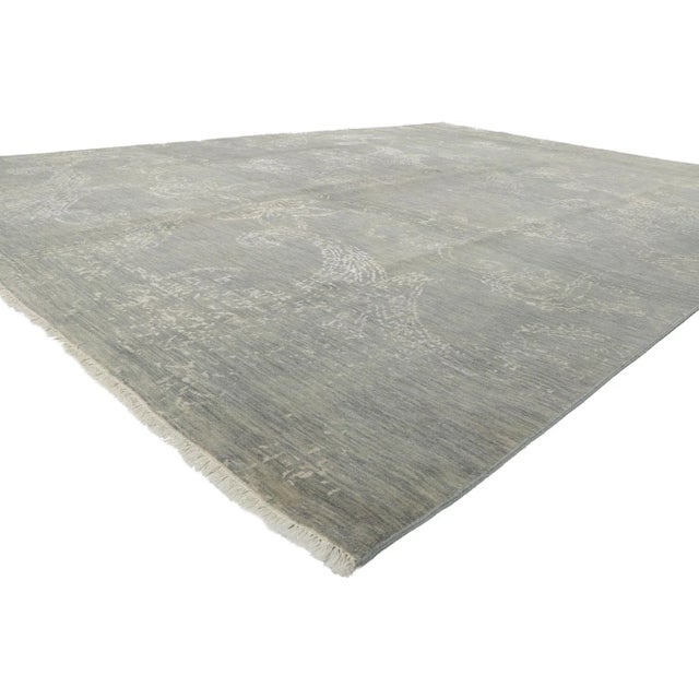 30157 Gray Transitional Indian Rug, 10'01 x 14'02. Emanating traditional sensibility with incredible detail and texture,...