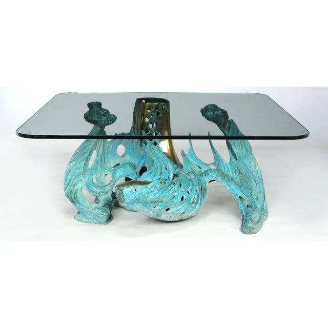 1980s The Sounding Table by Bob Bennett - Turquoise Patinated Bronze Abstract Sculpture Table For Sale - Image 5 of 5