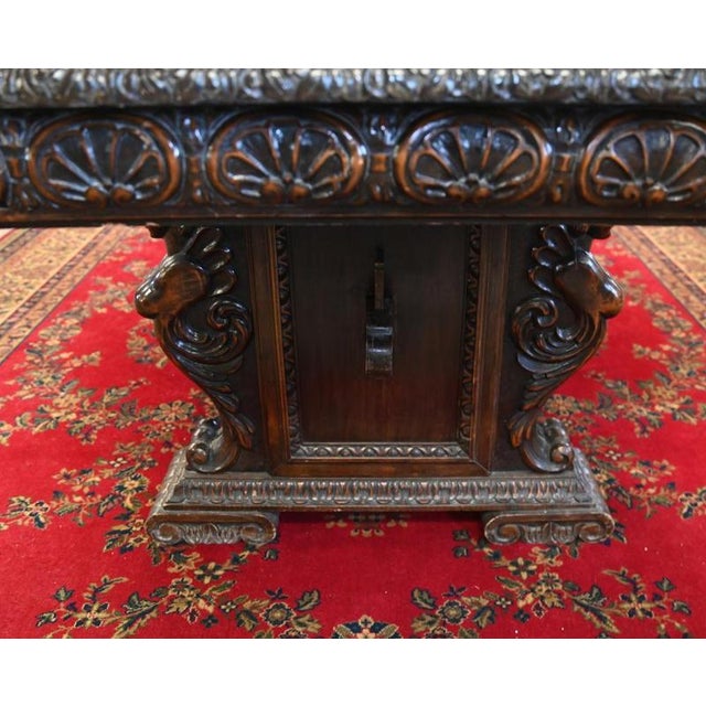 Italian Dining Table Carved Walnut 12 Seater, 1860 For Sale - Image 4 of 5