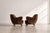 Late 20th Century Vladimir Kagan Barrel Lounge Chairs in Brown Velvet and Walnut Legs For Sale - Image 5 of 12