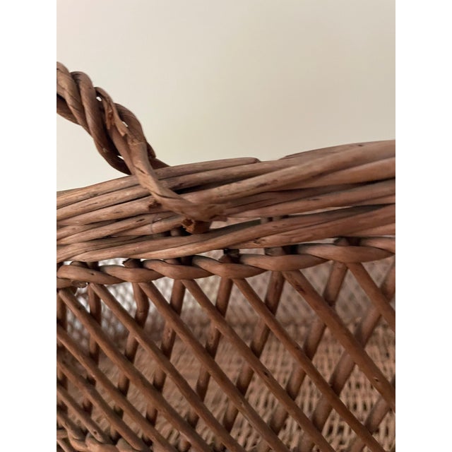 Large Basket with Cross-Braced Edges, 1890s For Sale - Image 6 of 8