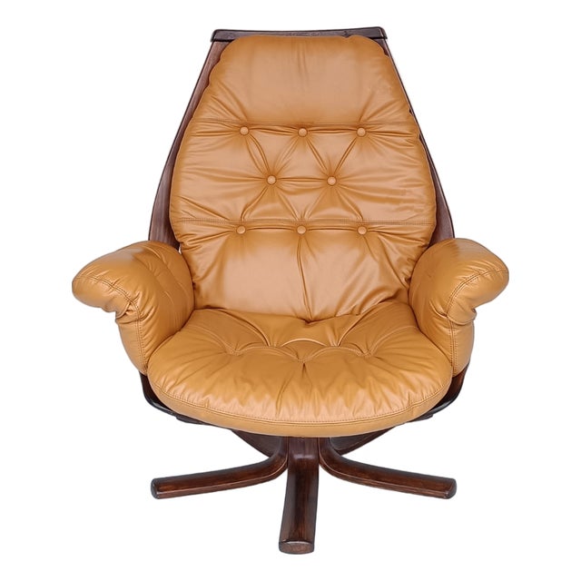 Lounge Swivel Chair attributed to Hans Brattrud for Hove Mobler, 1970s For Sale