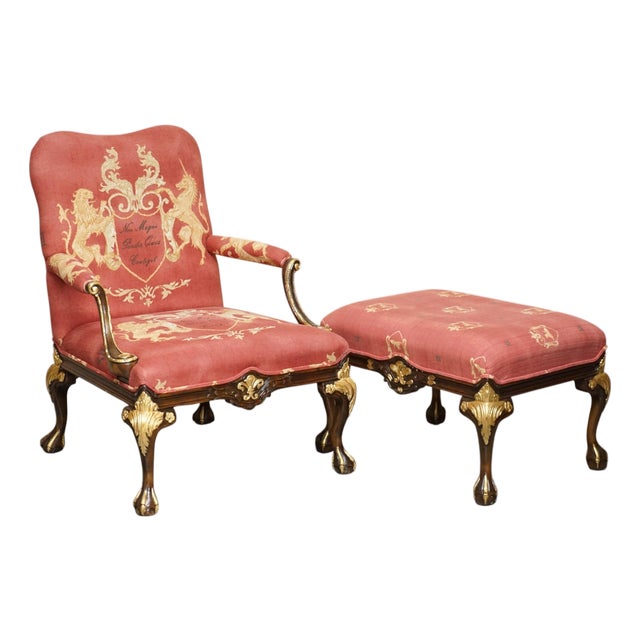 Set of Claw and Ball Lounge Chair with Ottoman by Francesco Molon, Italy For Sale