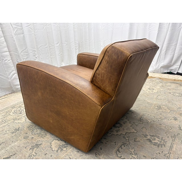 Rh Library Leather Swivel Chair – Classic Depth Italian Brompton Leather | Chestnut | Handcrafted in Usa For Sale - Image 11 of 18