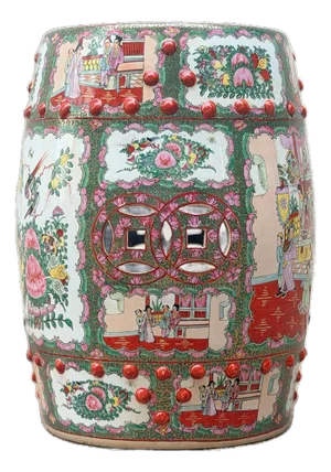 Mid 20th Century Famille Rose / Rose Medallion Porcelain Garden Stool