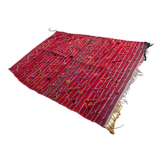 1980's Moroccan Abstract Red Flatweave Rug - 8 X 5.41 Ft For Sale