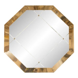 Octagonal Brass Mirror For Sale