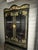 1960s Vintage Korean 1960's Black Lacquer Chinoiserie Display Cabinet With Gilt Relief – 80” Tall Curio Vitrine For Sale - Image 5 of 10