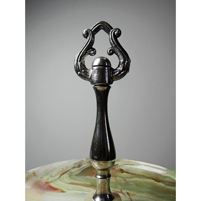 1940s Display Stand in Green Onyx and Silver-Plated Metal, 1940s For Sale - Image 5 of 14
