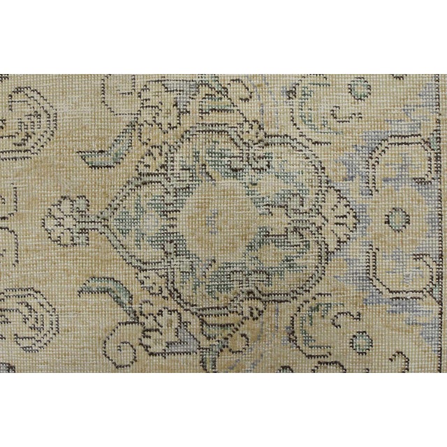 Beige Tabriz Rug 9’11” X 12’9” Beige Wool Vintage Distressed Hand-Knotted Carpet For Sale - Image 8 of 15