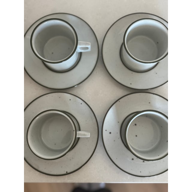 Vintage Dansk Green Mist Coffee Cup & Saucer Set of 8 Niels Refsgaard Denmark Stoneware ( For Sale - Image 10 of 14