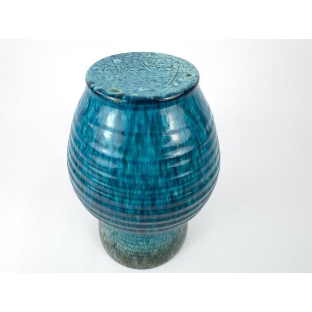 Mid-Century French Accolay Ribbed Stoneware Vase, C 1960 For Sale - Image 11 of 12