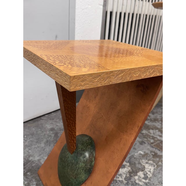Memphis Circa 1992 Memphis Side Side Table With Egg Shaped Faux Stone Base For Sale - Image 3 of 12