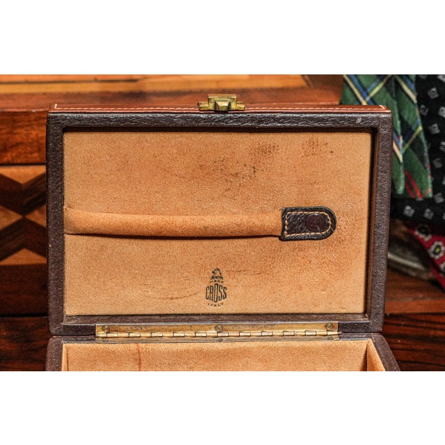 Animal Skin Luxurious Leather Vintage Mark Cross Men's Jewelry Box Dresser Home Decor For Sale - Image 7 of 12