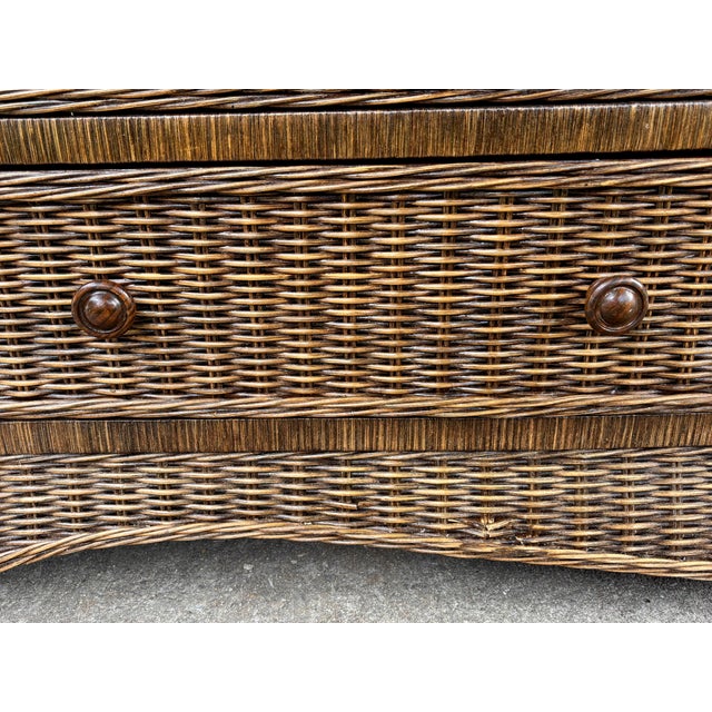 Vintage Skirted Wicker Bow-Front Dresser For Sale - Image 12 of 15
