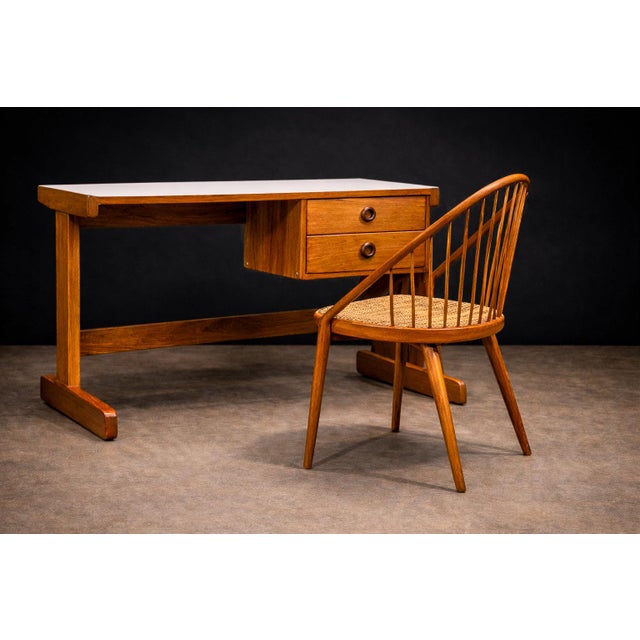 Brown Desk in Cherry Wood, Geraldo De Barros for Hobjeto, 1970s For Sale - Image 8 of 8