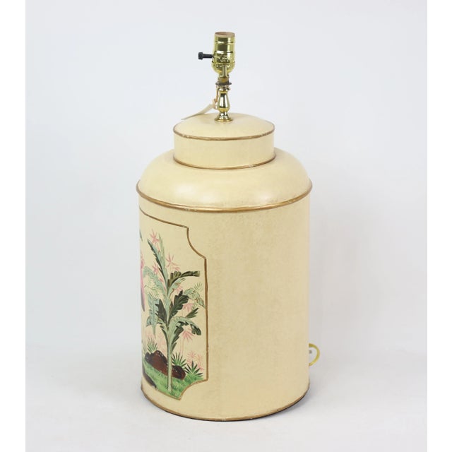 1970s 1970s Mid-Century Modern Tole English Exporft Tea Caddy Lamp For Sale - Image 5 of 7