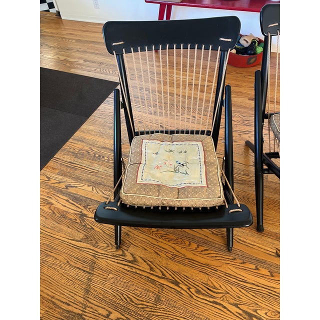 Ebony Maruni 1950s Rope Sling Chairs — a Pair For Sale - Image 8 of 9
