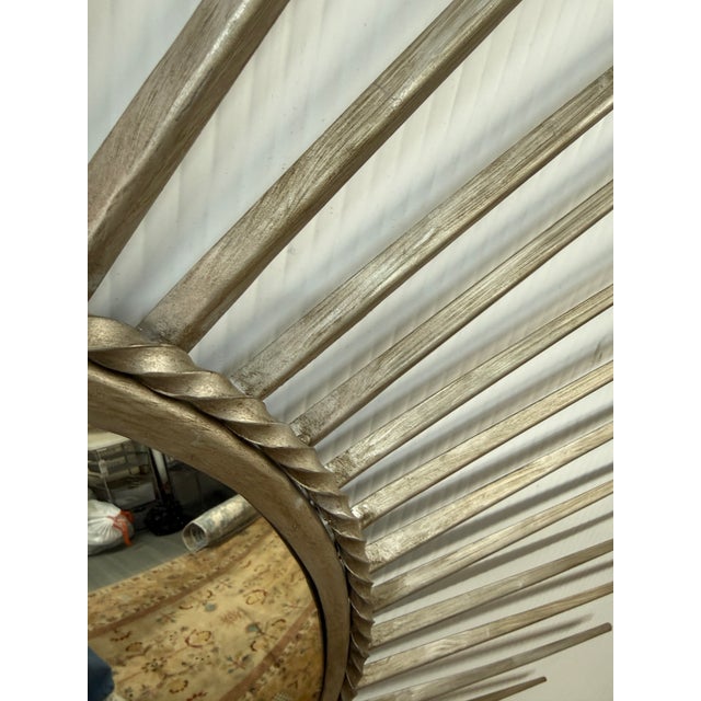 Silver Convex Starburst Wall Mirror, Oversized For Sale - Image 8 of 12