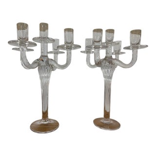 Crystal Taper Candelabras, Pair For Sale