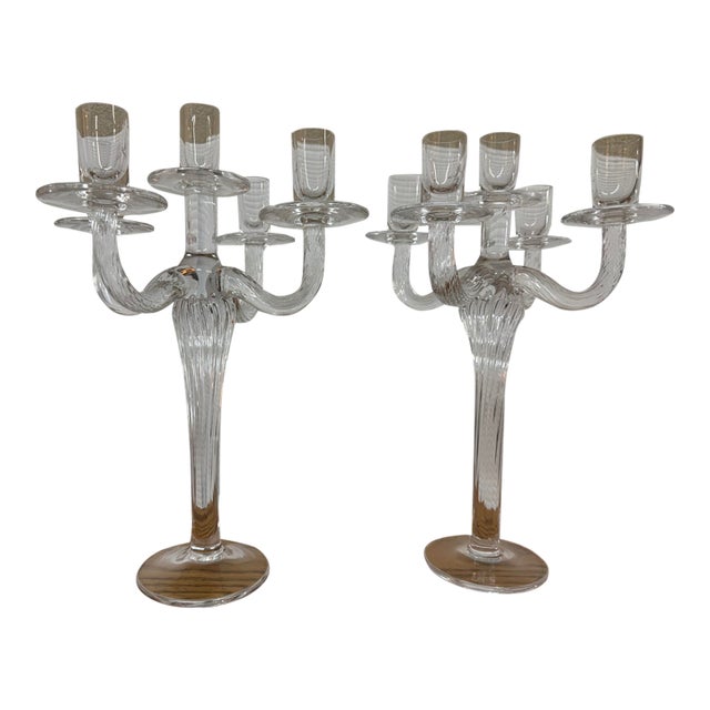 Crystal Taper Candelabras, Pair For Sale