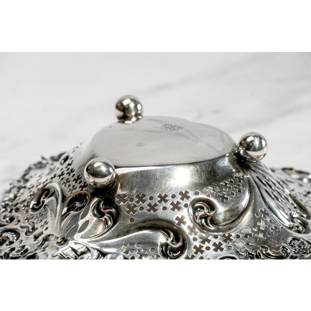 Repoussé Pierced Jewelry Tray Antique Gorham Sterling Silver Heart Catchall Dish Luxury Home Decor For Sale - Image 13 of 13