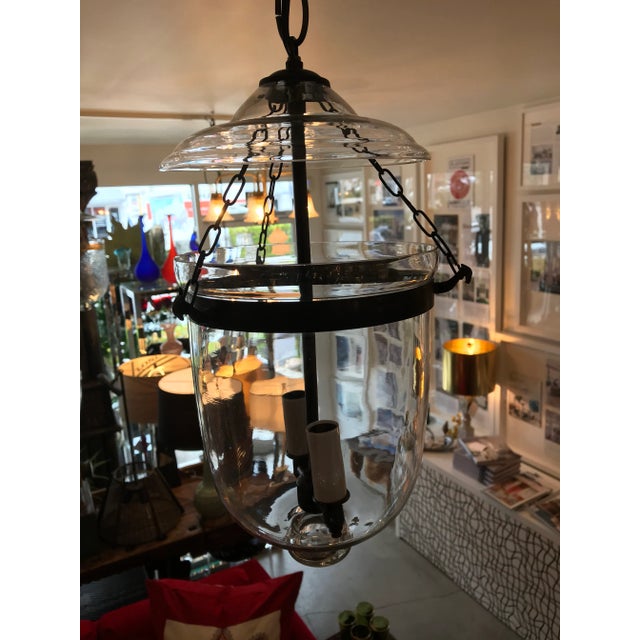 Antique Electrified Blown Glass Hanging Lantern For Sale - Image 10 of 11