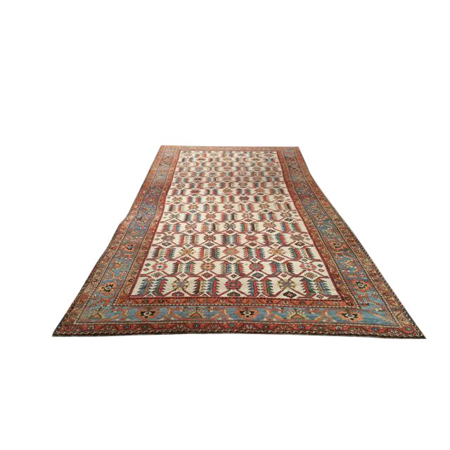 Vintage 14 Ft. Persian Malayer Hand Made Knotted Wide Runner Rug - 6′9″ X 14 - Size Cat. 7x10 For Sale