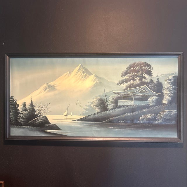 Japanese Vintage Japanese Landscape Framed Paintings - a Pair For Sale - Image 3 of 3