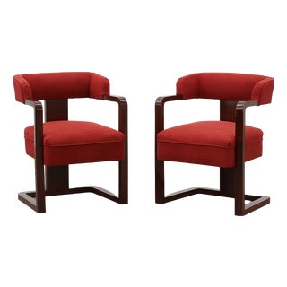 Red Art Deco Chairs, Belgium, 1920, Set of 2 For Sale