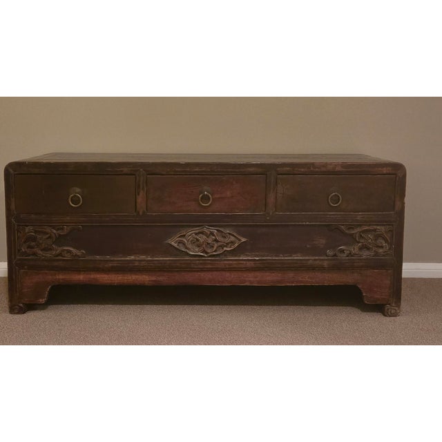 Antique Chinese Low Boy 3 Drawer Cabinet For Sale - Image 4 of 8