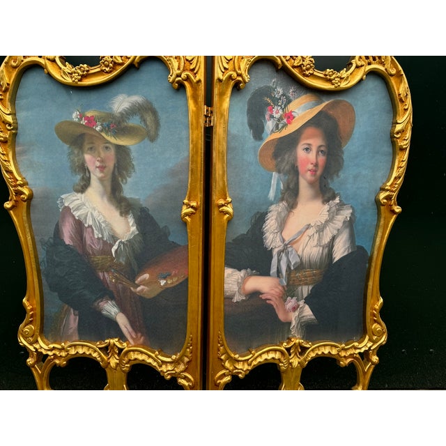 1960 French Louis XVI Gold Beech Room Divider Screen 2-Panel For Sale - Image 11 of 17