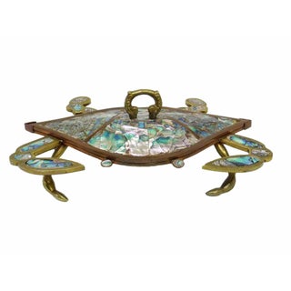 Mexican Abalone Crab Lidded Trinket Dish For Sale