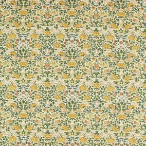 Morris & Co Rose Fabric in Weld/Leaf Green